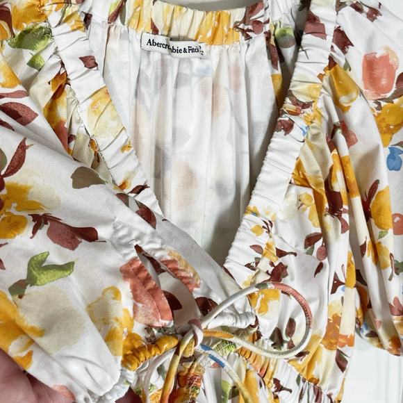 ABERCROMBIE & FITCH Women’s Floral Puff Sleeve Mini Babydoll Dress - Picture 4 of 5